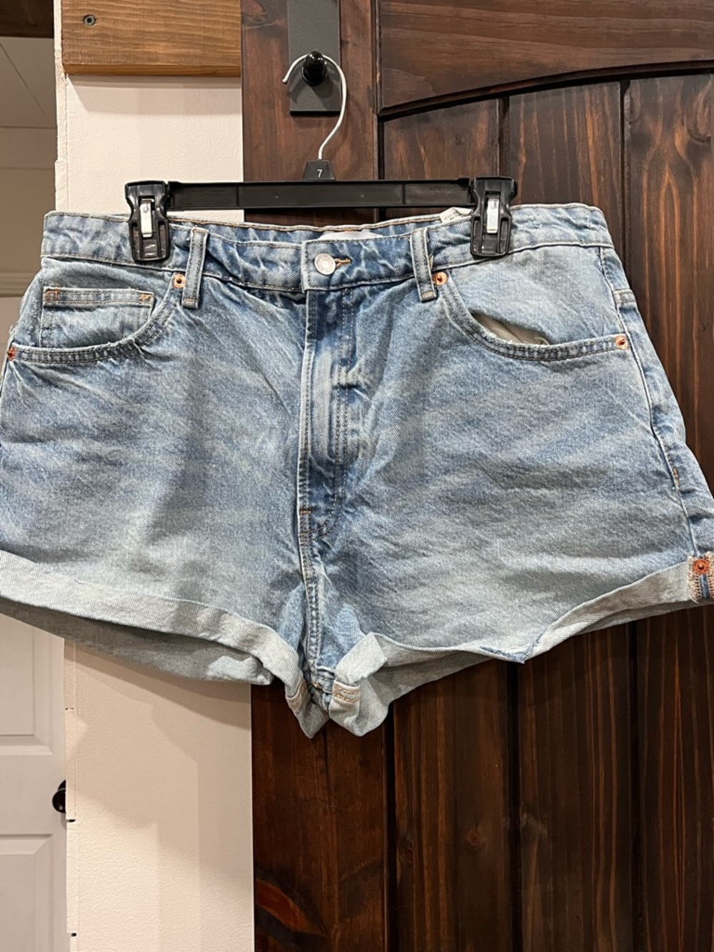 Zara Light Blue Washed Denim Jean Shorts